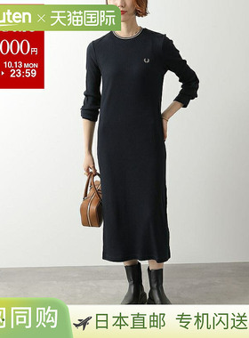 日本直邮FRED PERRY 女士尖头立领罗纹连衣裙 (D1179) - 长袖罗纹
