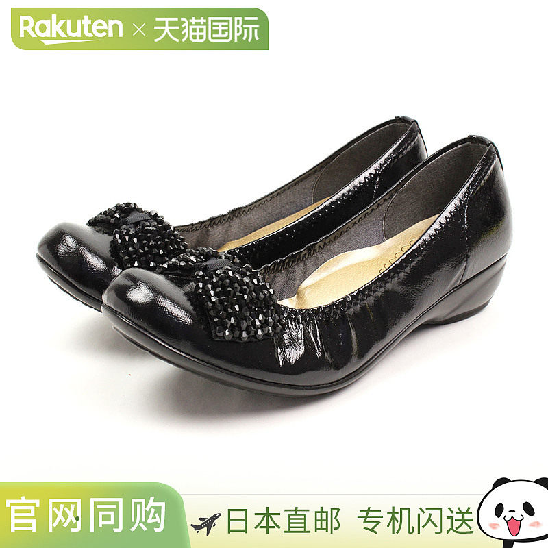日本直邮FIRST CONTACT 女士舒适抗菌除臭宝石丝带芭蕾平底鞋黑色,女鞋,时尚休闲鞋,淘宝优惠券,粉丝福利购,淘宝优惠卷