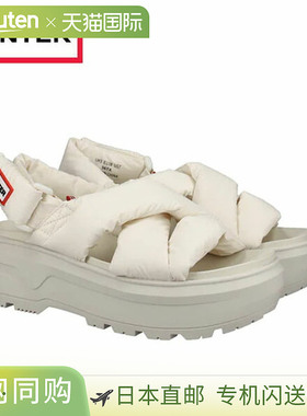 日本直邮Hunter男女通用City Liber帆布奶油色泡泡袖交叉凉鞋（UF