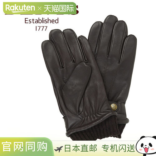 日本直邮Dents 男士皮手套防寒5-9204 棕色兼容触摸屏