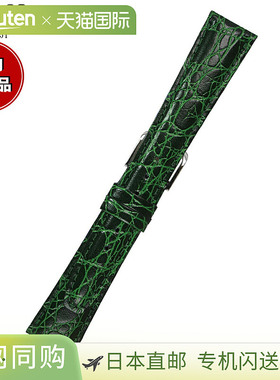 日本直邮MIMOSA 男士 RA 压纹鳄鱼皮小牛皮表带18 毫米绿色/银色