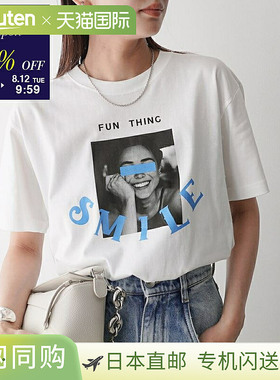 ANGE IN DISGUISE“FUN THING”女士短袖棉质圆领T恤带照片印花白