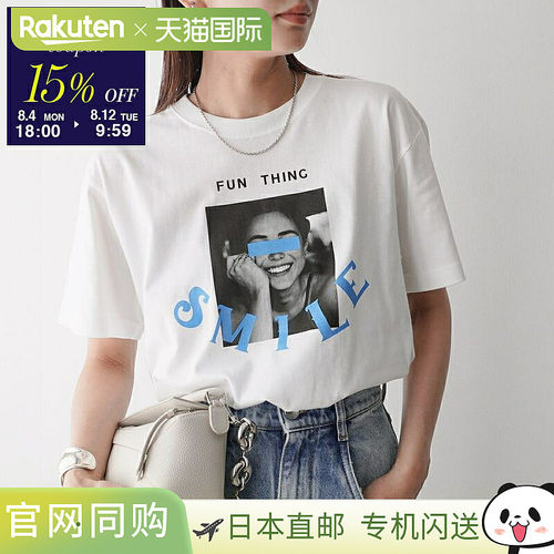ANGE IN DISGUISE“FUN THING”女士短袖棉质圆领T恤带照片印花白