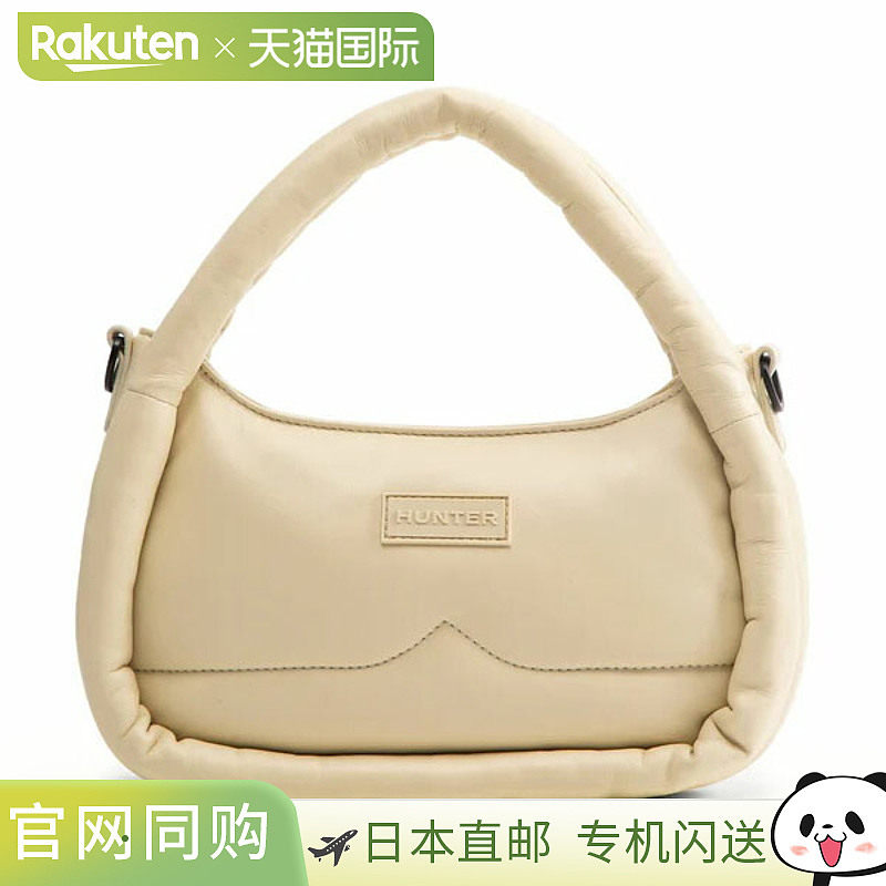 日本直邮Hunter 皮革框架中号奶油色帆布 Hobo 斜挎包 (UBX5501LH