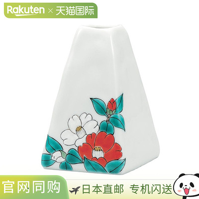 日本直邮九谷烧No. 3 单花瓶山茶花作者：Tomoko Nitta