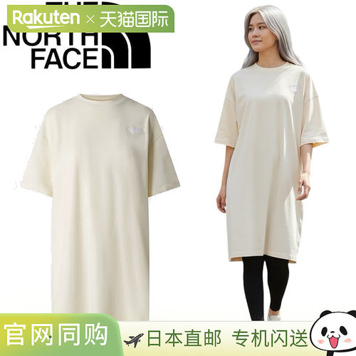 日本直邮The North Face T恤女士长裙带刺绣Logo NF0A8FDM  THE N