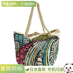 Heather Brown“Waiiki Coastline Canvas Totes”绳柄印花帆布沙