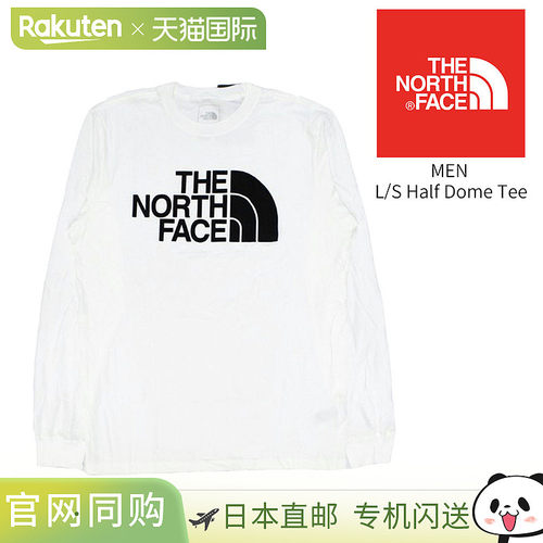 日本直邮The North Face 男士长袖 T 恤品牌 T 恤长袖圆领圆领徽
