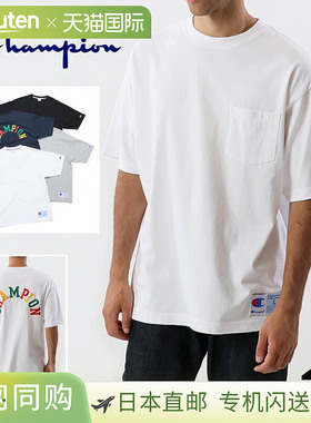 Champion 服装短袖后背刺绣口袋 T 恤 C3-T324 白色 (010) 牛津灰