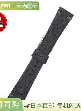 日本直邮Emitta 男士 Gorge 小牛皮表带19 毫米黑色/银色替换表带
