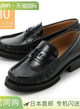 日本直邮GANNI 乐福鞋黑色女士 s2635 099 黑色蝴蝶徽标乐福鞋