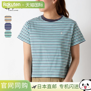 恤 C0444 条纹紧身 日本直邮Gymphlex 女士时尚 圆领短袖