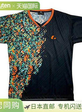 日本直邮LUCENT 衬衫 男女比赛衬衫 无领 黑色短袖上衣 吸汗速干