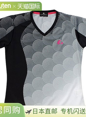 日本直邮LUCENT 女子网球比赛衬衫 无领 黑色 XLH2499 短袖 吸汗