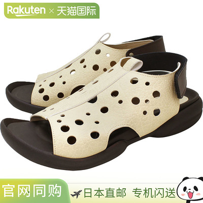 日本直邮RegettaCanoe 女士穿孔橡胶凉鞋交叉带和低跟（R286-IVO