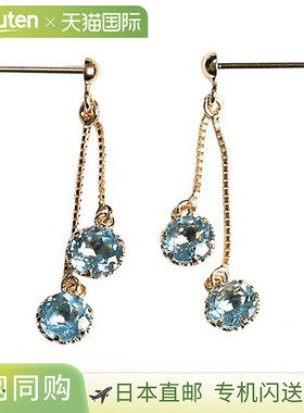 日本直邮(pe247100) 耳环 18k 黄金 蓝色托帕石 4 毫米 吊坠耳环