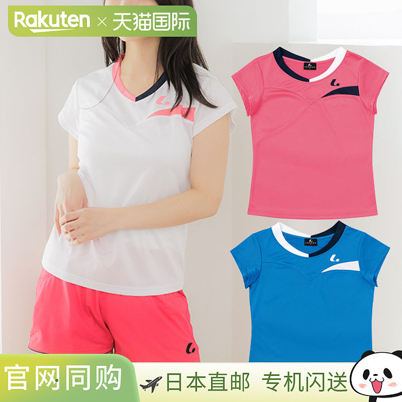 日本直邮LUCENT 女士比赛衬衫无领网球羽毛球服短袖吸汗速干运动