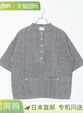 [B-500010] BLUE LAKE MARKET 立领衬衫，格子，女式上衣，套头衫