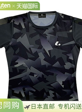 日本直邮LUCENT 网球羽毛球女子比赛衬衫 无领 XLH2509 黑色 短袖