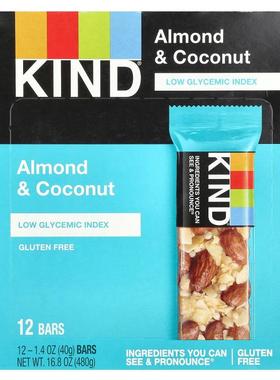 KIND Bars,巴旦木和椰子，12 根，每根 1.4 盎司（40 克）