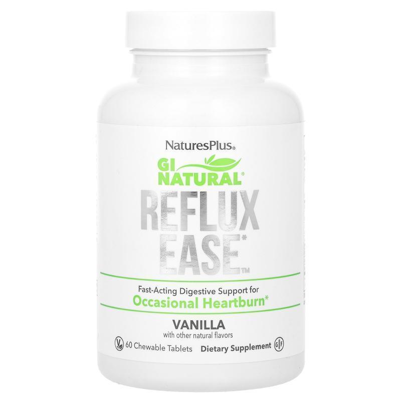 自然加,Gi Natural, Reflux Ease, Vanila, 60 Chewable Tablets