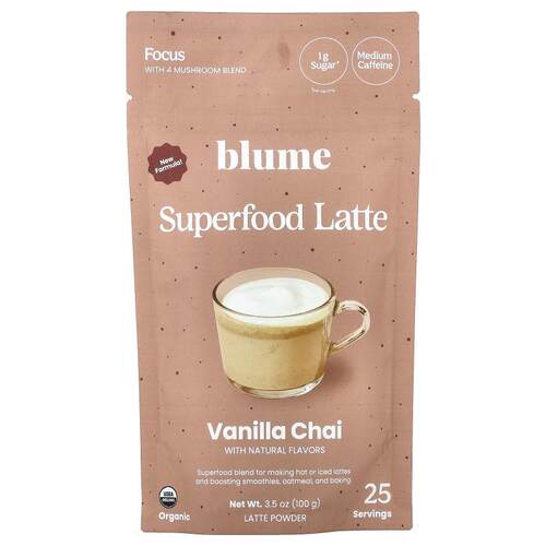 Blume,SuperFood 拿铁，香草印度茶味，3.5 盎司（100 克）