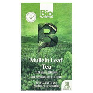 Bio Nutrition,Mullein Leaf Tea, Caffeine Free, 30 Tea Bags,