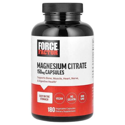 Force Factor,Magnesium Citrate, 150 mg, 180 Vegetable Capsul