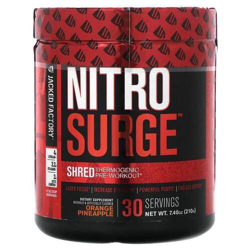 Jacked Factory,Nitro Surge，锻炼前配方，黑樱桃味，7.61 盎司2