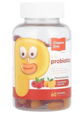 Chapter One,Probiotic Gummies, Raspberry Orange, 60 Gummies