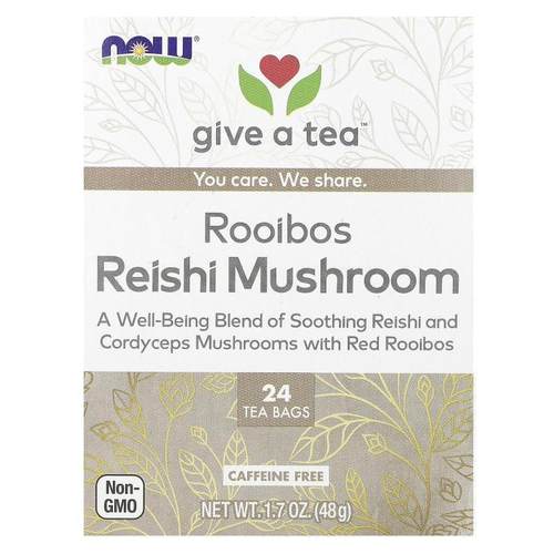 诺奥,Rooibos Reishi Mushroom Tea, Caffeine Free, 24 Tea Bags