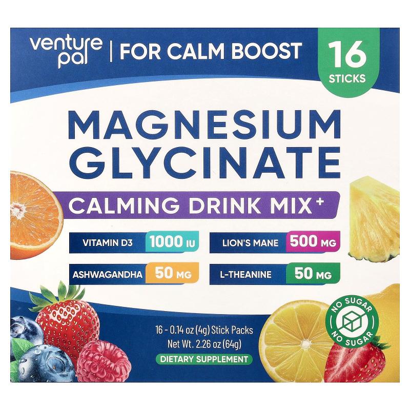 Venture Pal,Magnesium Glycinate, Calming Drink Mix, 16 Stick