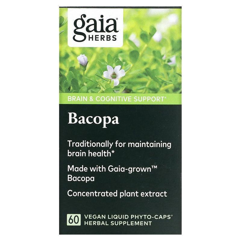 Gaia Herbs,Bacopa, 大脑、认知力帮助，60粒液体素食胶囊