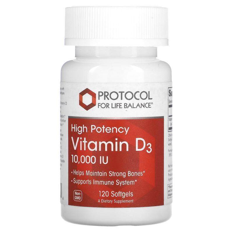 Protocol for Life Balance,Vitamin D3, High Potency, 10,000 I