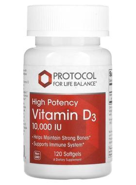 Protocol for Life Balance,Vitamin D3, High Potency, 10,000 I