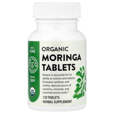 Pure Indian Foods,Organic Moringa Tablets , 120 Tablets