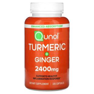 Qunol,Turmeric + Ginger, 800 mg, 105 Capsules