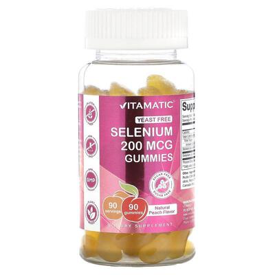 Vitamatic,Selenium, Natural Peach, 200 mcg, 90 Gummies