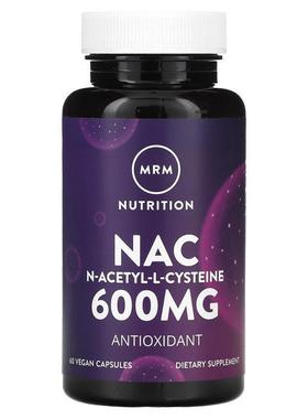 MRM Nutrition,Nac，N-乙酰-L-半胱氨酸，600 毫克，60 粒全素胶