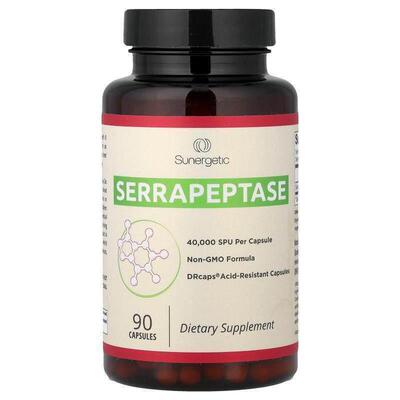 Sunergetic,Serrapeptase, 90 Capsules (18 mg per Capsule)