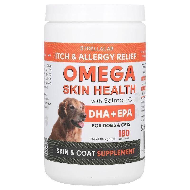 StrellaLab,Omega 鲑鱼油皮肤健康配方，猫狗专用