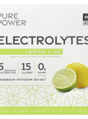 Mercola博士,Pure Power, Electrolytes, Lemon Lime , 30 Packet