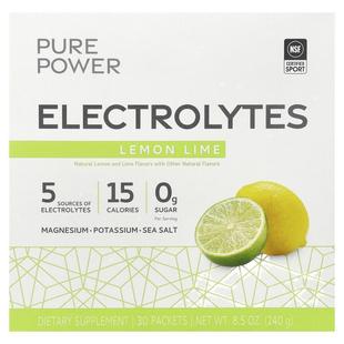 Mercola博士,Pure Power, Electrolytes, Lemon Lime , 30 Packet