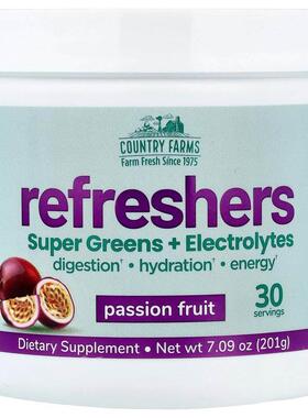 Country Farms,Refreshers, Super Greens + Electrolytes, Passi