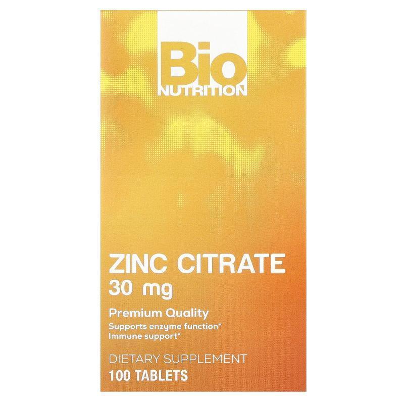 Bio Nutrition,Zinc Citrate , 30 mg , 100 Tablets
