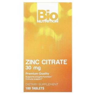 Bio Nutrition,Zinc Citrate , 30 mg , 100 Tablets