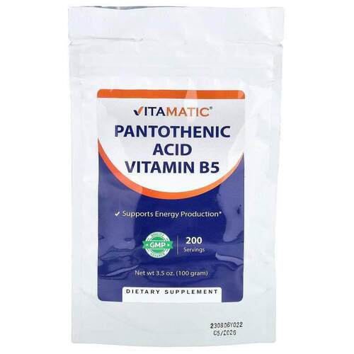 Vitamatic,Pantothenic Acid Vitamin B5, 3.5 oz (100 g)
