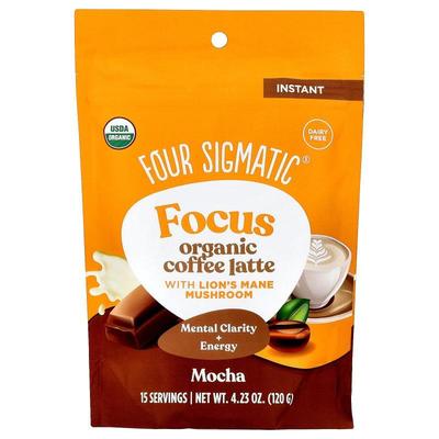 Four Sigmatic,Focus, Organic Instant Coffee Latte with Lion'