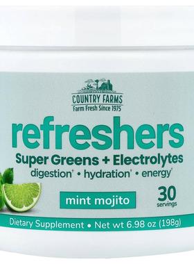 Country Farms,Refreshers, Super Greens + Electrolytes, Mint