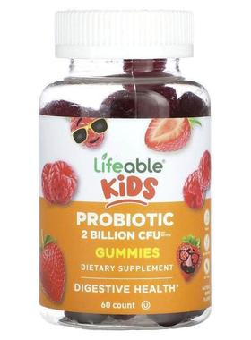 Lifeable,儿童益生菌软糖，天然浆果，50 亿，60 粒软糖